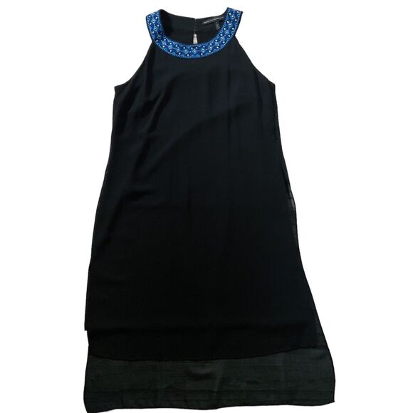 WHBM Womens Dress size 6 Black Blue Sheath Evening Formal Dinner Layered Chiffon - Picture 1 of 11